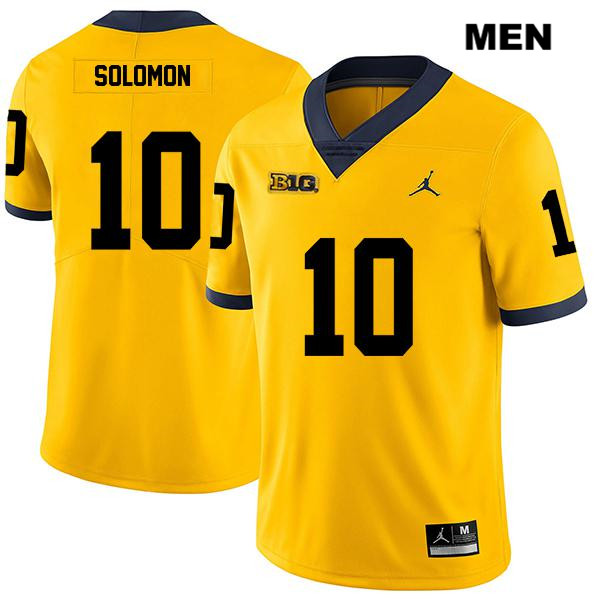 Men's NCAA Michigan Wolverines Anthony Solomon #10 Yellow Jordan Brand Authentic Stitched Legend Football College Jersey TG25G02OB